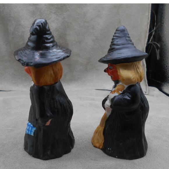 Vintage Flambro Ceramic Pumpkin Face Witch Set 1 Halloween - Picture 5 of 7